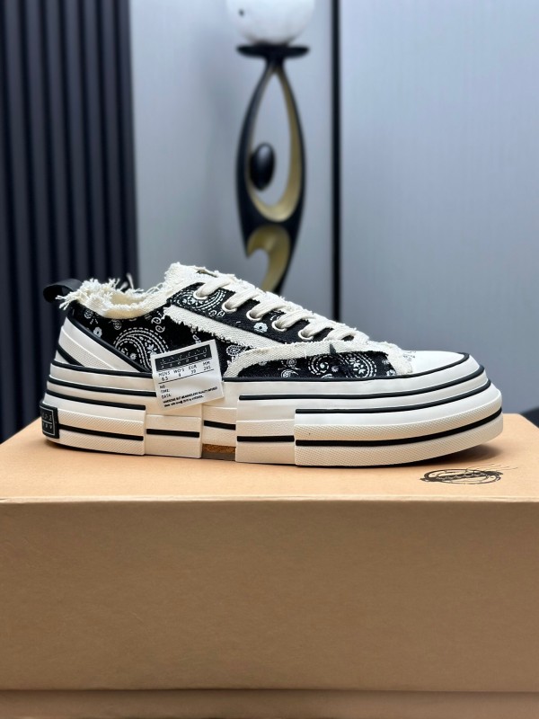 2025 Unisex XVESSEL Black White Canvas Plimsolls Distressed AS00240