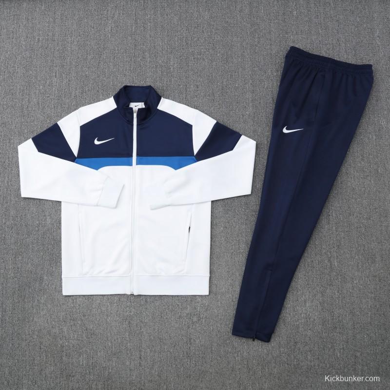 2025 Nike White/Navy Full Hoodie Zipper Jacket +Long Pants