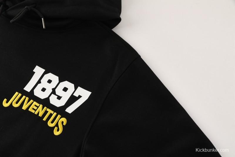 25/26 Juventus Black Hoodie Full Zipper Jacket + Long Pants