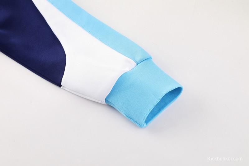 2025 Nike Air Tracksuit Set - Light Blue with Navy Accents Full Zipper Jacket + Long Pants