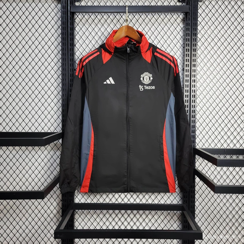25/26 Manchester United Jacket Black Windbreaker