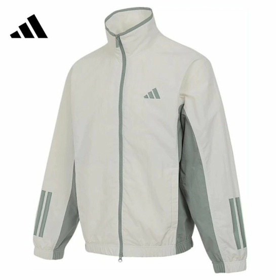 2025 Adidas Cream Colored Nylon Taslon Full Zipper Windbreaker