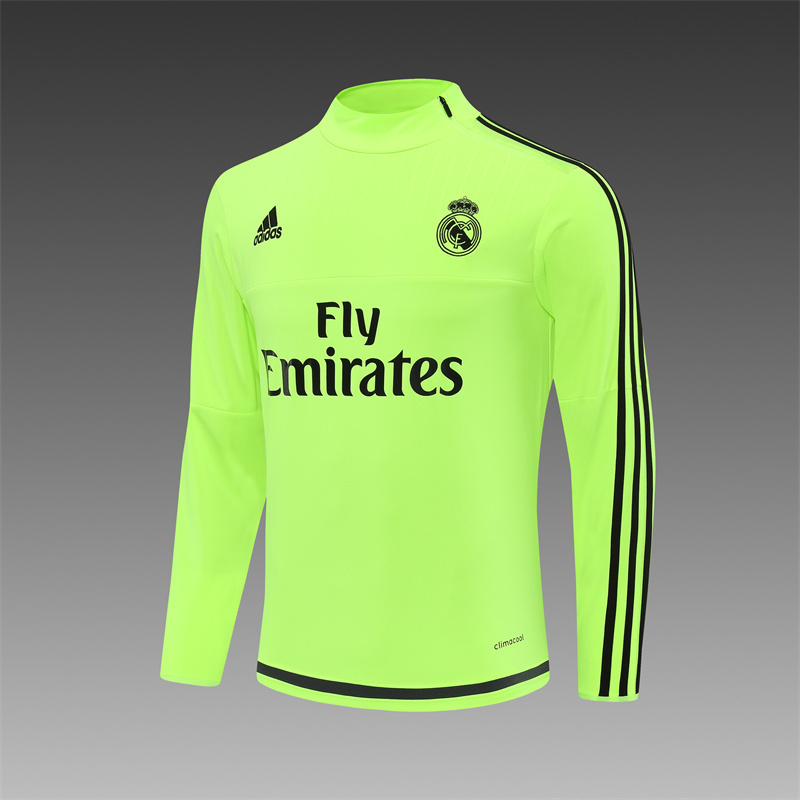 Retro 15/16 Real Madrid Fluorescent Green Half Zipper Jacket