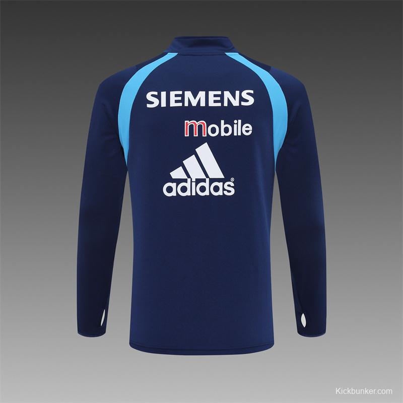 Retro 03/04 Real Madrid Royal Blue Half Zipper Jacket