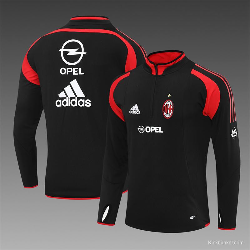 Retro 04/05 AC Milan Black Half Zipper Jacket+Long Pants