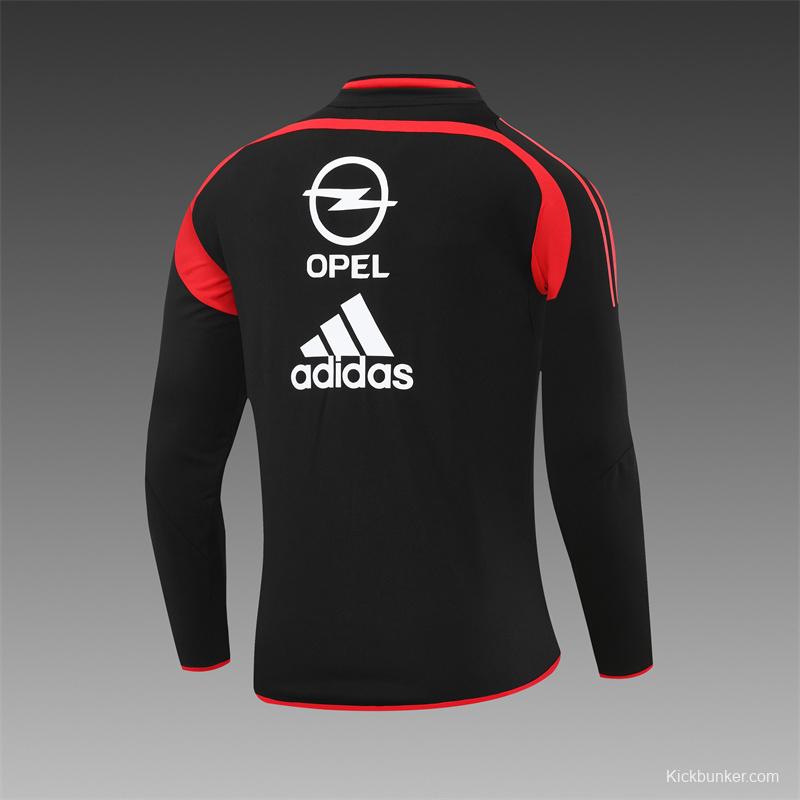 Retro 04/05 AC Milan Black Half Zipper Jacket+Long Pants