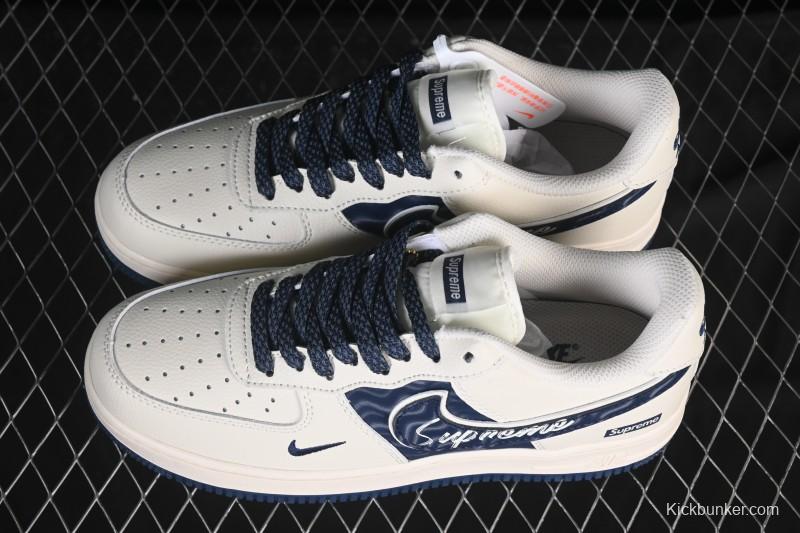 Nike Air Force 1'07 Low Supreme Co-branded Ripple Beige Blue Casual Skate Shoes - XY2025-001