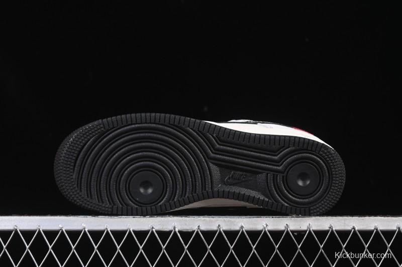 Nike Air Force 1 '07 Low LV Collaboration Black Swoosh Woven Label Casual Sneakers - CX5050-Y23