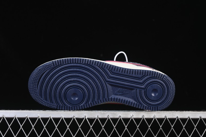 Nike Air Force 1 '07 Low Supreme Collaboration White Blue Wine Red Casual Sneakers - YF9511-801