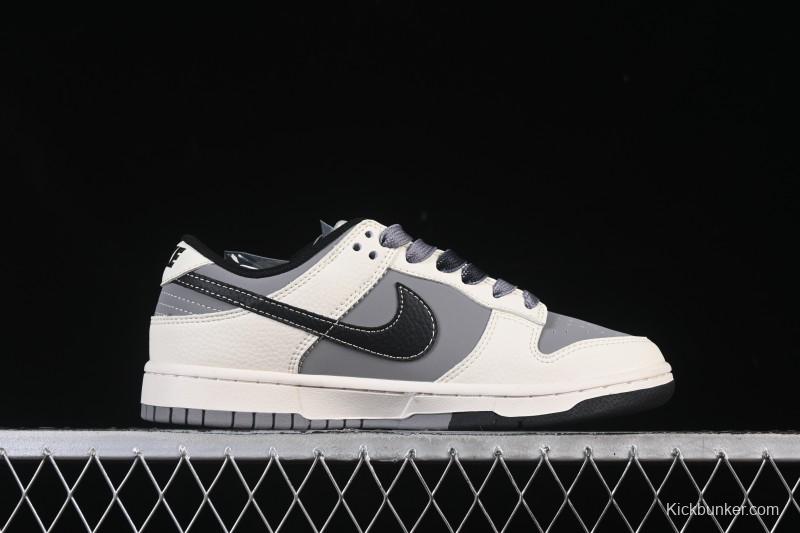 Nike SB Dunk Low Stone Island Collaboration Beige Grey Black Patchwork Anniversary Custom Low-Top Casual Skate Shoes - JP8028-041