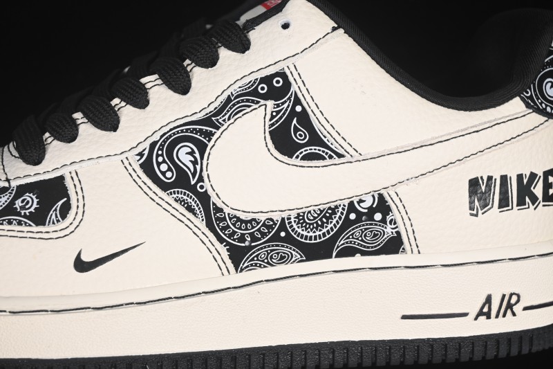Nike Air Force 1'07 Low Cashew Flower Classic White Black Low-Top Casual Sneakers - ZD1988-005