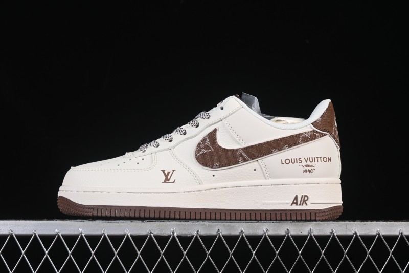 Nike Air Force 1 '07 Low LV Collaboration Denim Brown Swoosh Low-Top Casual Skateboarding Shoes - SM6668-109