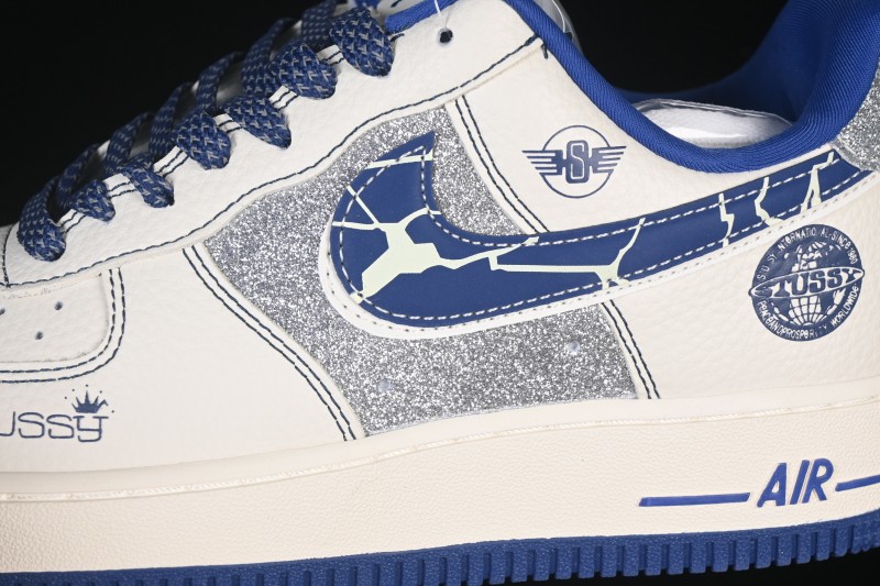 Nike Air Force 1 '07 Low Stussy Collaboration Double Swoosh Iridescent Low-Top Casual Skate Shoes - DD1982-306