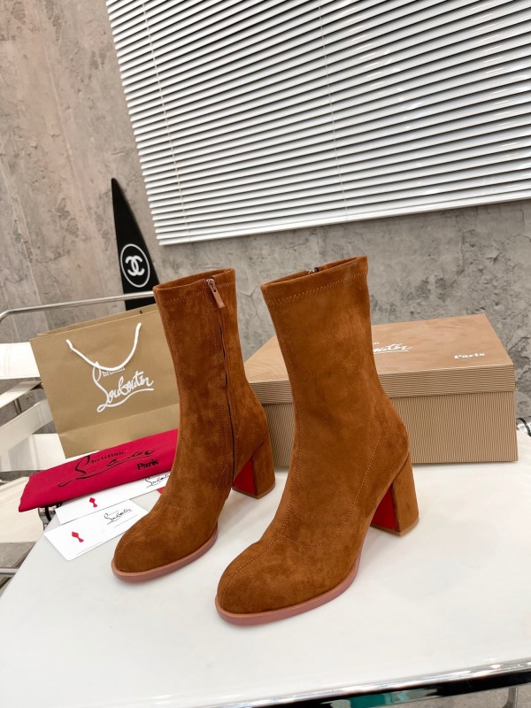 Christian Louboutin 2025/SS Chunky Heel Elastic Ankle Boots - LY00300
