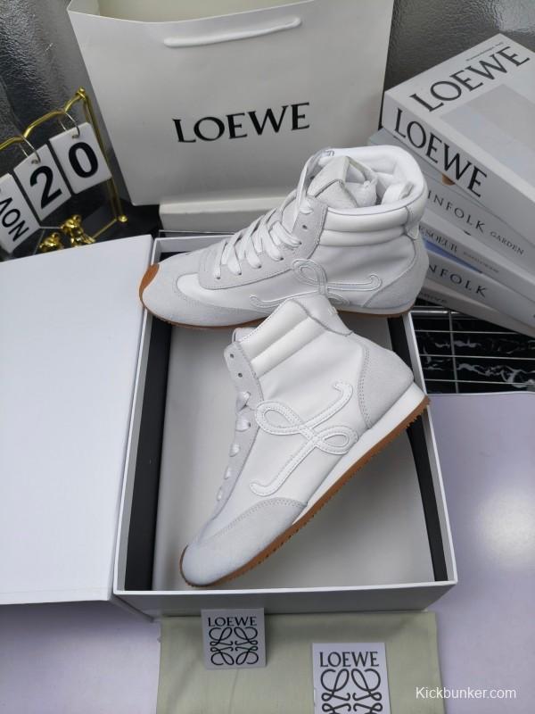 LOEWE High-Top German Training Sneakers Retro Fashion Casual White Shoes - LY00330