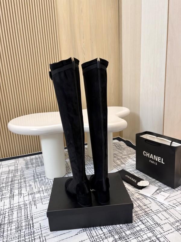 Chanel Classic Chunky Heel Back Zipper Long Boots - LY00360