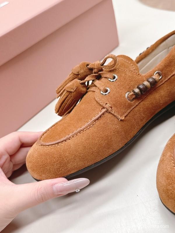 Miu Miu Fall/Winter 2025 Tassel Loafer Mule with Beaded Accents - LY00330