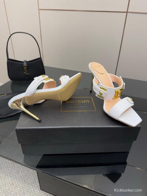 Balmain 2025 SS Metal Heel High Heel Sandals - KFY00320