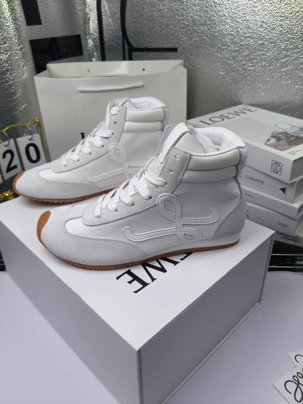 LOEWE High-Top German Training Sneakers Retro Fashion Casual White Shoes - LY00330