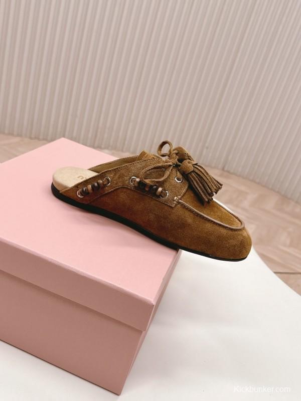 Miu Miu Fall Winter 2025 Tassel Loafer Mule with Beaded Accents - LY00320