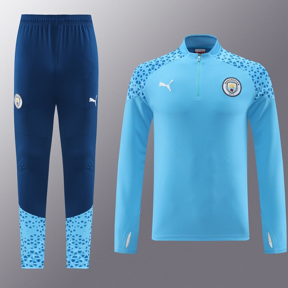 25/26  Manchester City Sky Blue Half Zipper Jacket+Long Pants