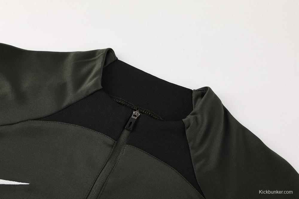 23/24 Barcelona Dark Green S-2XL Half Zipper Jacket+Long Pants