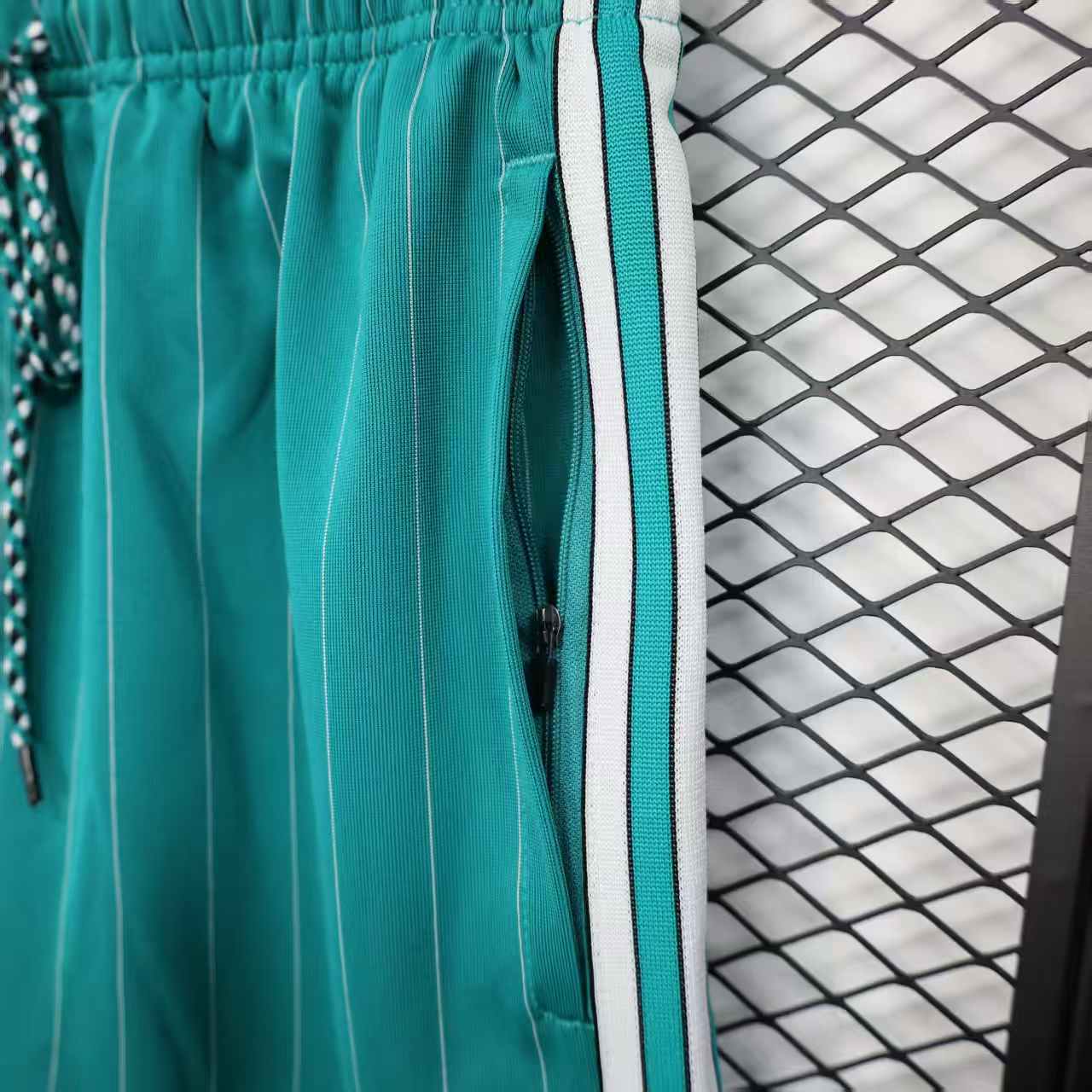 25/26 Liverpool Adidas Original Green with Teal Pinstripes Shorts