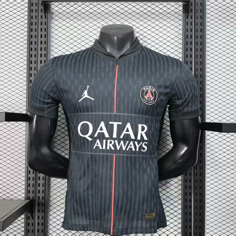 25/26 Player Version  Paris Saint-Germain Away Dark Grey with Vertical Stripe Pattern Jersey