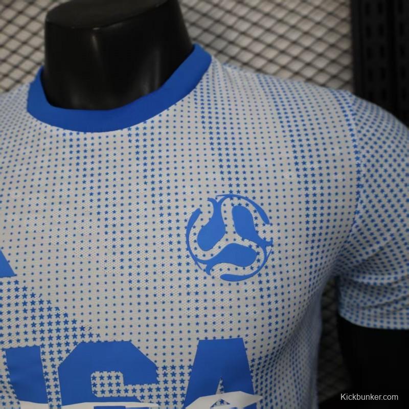 2025 Player Version  USA  Away White with Blue Halftone Gradient Pattern World Cup Commemorative Jersey