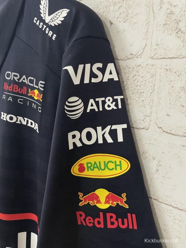 2026 F1 Oracle Red Bull Racing Navy with Red Stripes Polo Shirt
