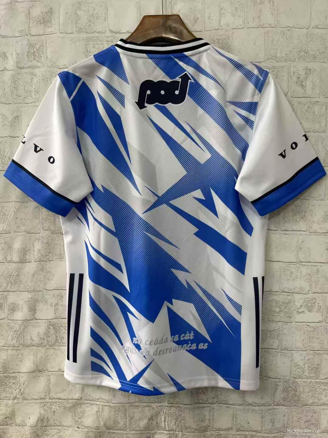 2026 Waterford GAA White with Blue Lightning Stripe Pattern Jersey
