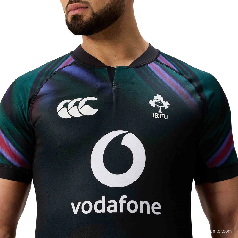 2025 Ireland Rugby Dark Green with Aurora Borealis Gradient Pattern Jersey