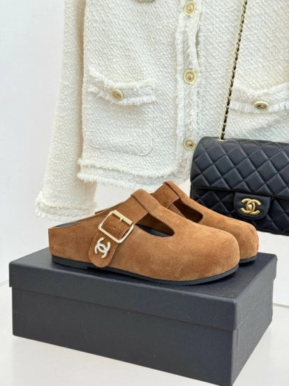Chanel 2025 SS Minimalist Retro Birkenstock Sandals Half-Drag - KFY00280