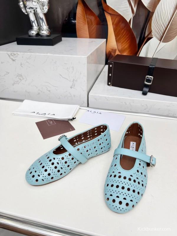 Alaia 2025/SS Perforated Ballet Flats - LY00320