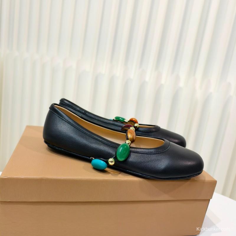 Gianvito Rossi Bohemian Style Turquoise Flat Ballet Shoes - LY00320