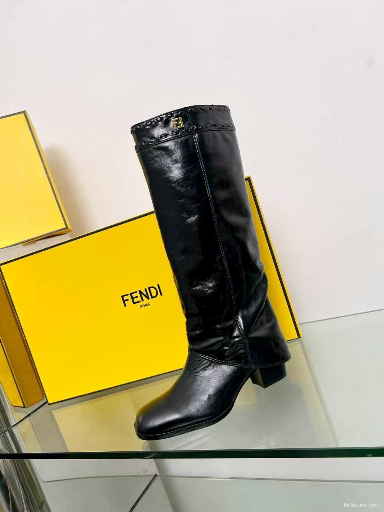 Fendi 2025 SS Wide Leg Boots with Block Heel - LY00440/LY00510