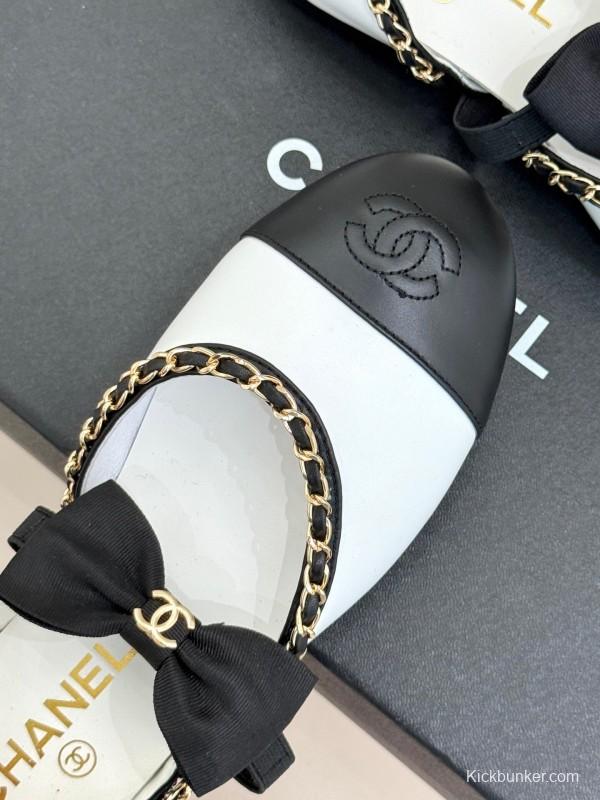 Chanel 2025 SS Hollow Chain Bow Mary Jane Shoes - KFY00290/KFY00300