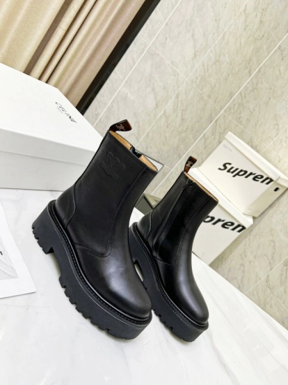 Celine 2025/ss Triomphe Side Zipper Ankle Boots - L Y00320