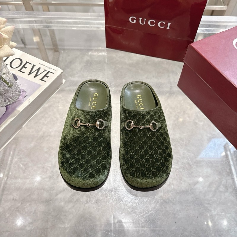 Gucci Women's Mule Shoes Velvet with Horsebit Detail - LY00240