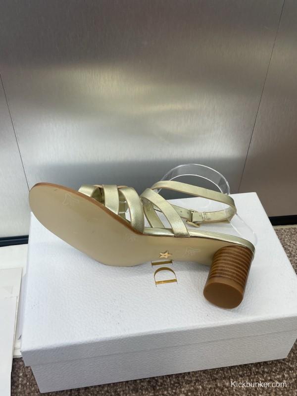 Dior D-Club Jelly Color Hollow Layered Cross Strap Mid Heel Women Shoes - KFY00290