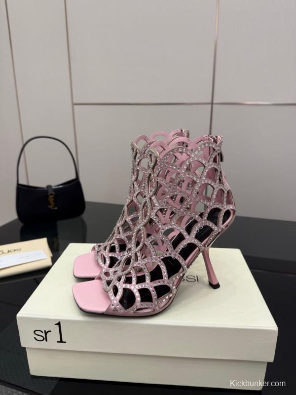 Sergio Rossi Mermaid Sandals 2025 SS Collection Elegant Fishnet High Heels - KFY00470