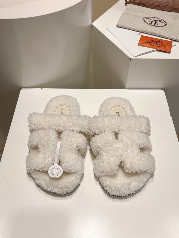 H Love Second Uncle Full Fur Slides Grain Fur Style - LY00300