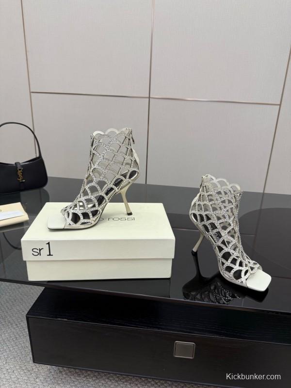 Sergio Rossi Mermaid Sandals 2025 SS Collection Elegant Fishnet High Heels - KFY00470