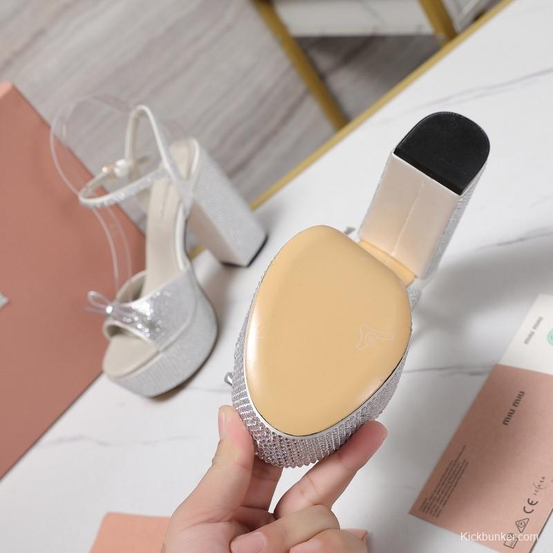 MIUMIU Bling Bling Swarovski Crystal Sandals with 11.5cm Heel - KFY00340