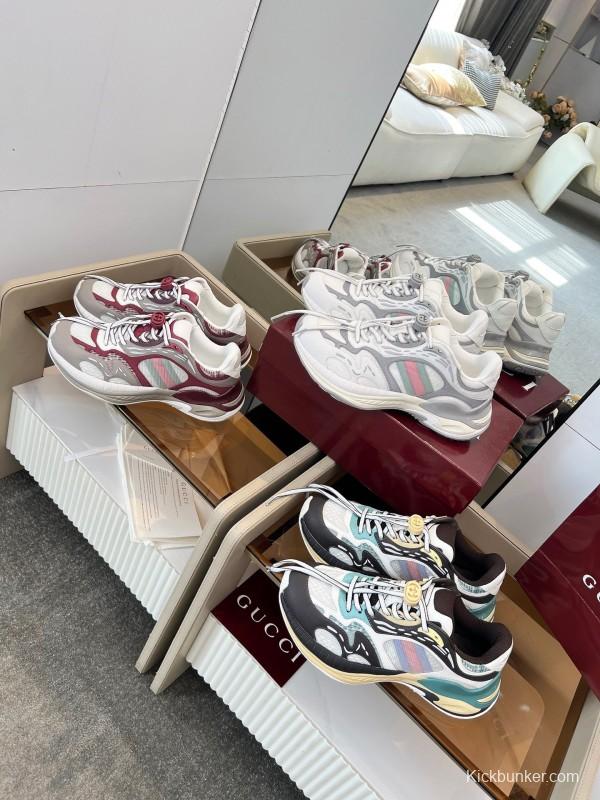 Gucci 2025 SS Collection 2.0 Sneakers with Reflective Stripes and Retro Design - AS00450