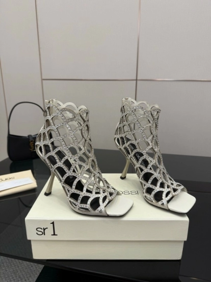 Sergio Rossi Mermaid Sandals 2025 SS Collection Elegant Fishnet High Heels - KFY00470