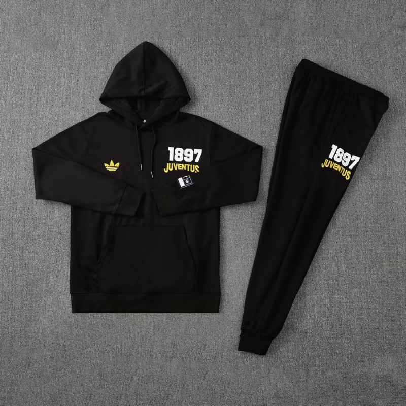 25/26 Juventus Black Sweatshirt Full Zipper Jacket+Long Pants