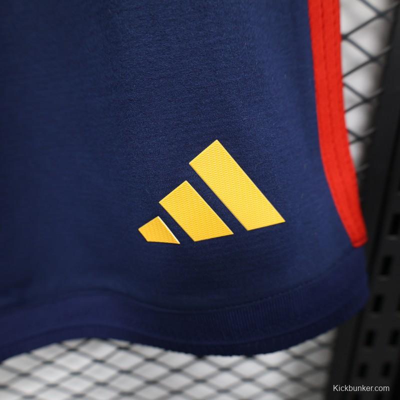 2026 Player Version Spain Navy Blue with Red Yellow Stripes Shorts