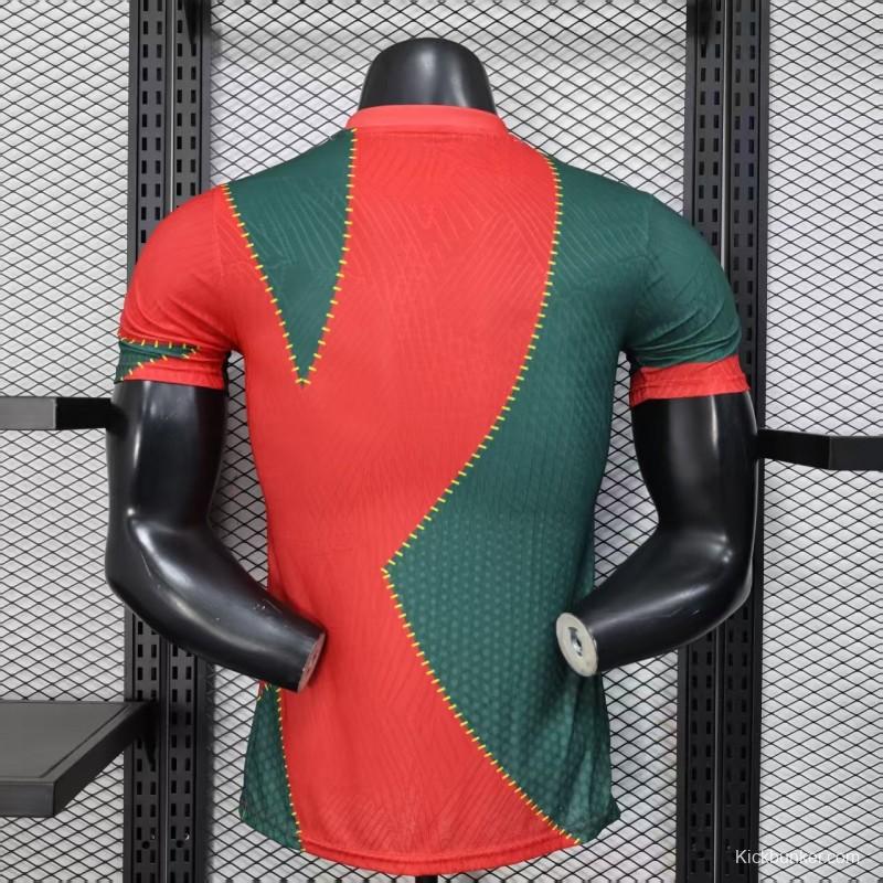 25/26 Player Version Marseille Red and Green with Morocco Flag Design Jersey