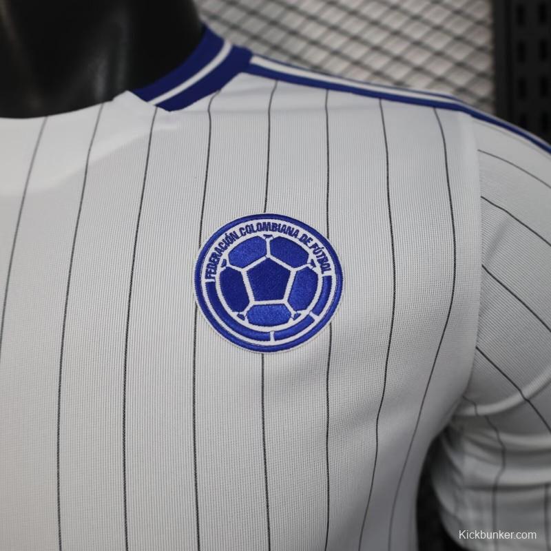 2026 Player Version Colombia White with Blue Vertical Stripe Jersey